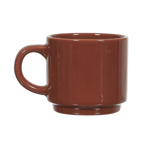 Zestaw 4 kubków ceramicznych Japandi na stojaku Intesi do kawy i herbaty multikolor