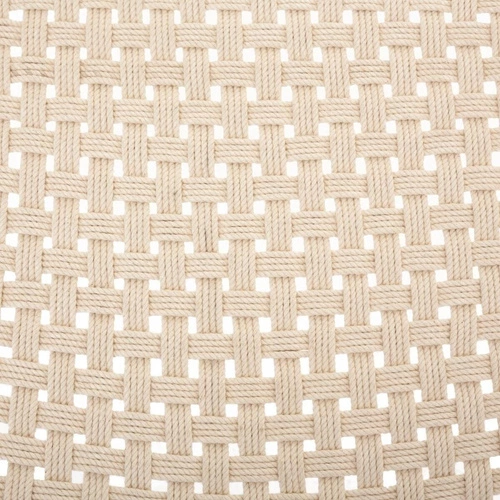 Fotel wypoczynkowy Raina makrama boho z bawełny i drewna do salonu lub na taras biały