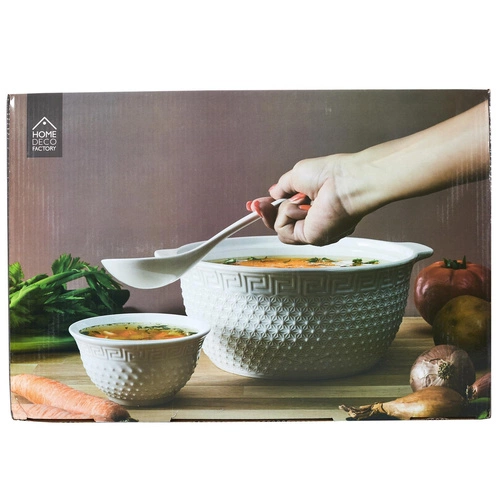 Ceramiczny zestaw do zup Intesi biały nowoczesny komplet obiadowy dla 6 osób do kuchni