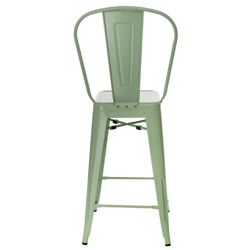 Hoker Paris Back 66 cm zielony metalowy z oparciem do kuchni i wyspy industrialny D2.DESIGN