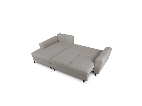 Narożnik z funkcją spania Moghan Grey Boucle Lewostronna kolor nóg czarny