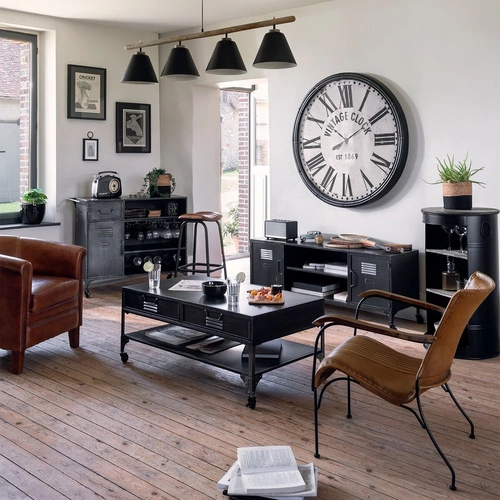 Krzesło tapicerowane skórzane Hoper Atmosphera z podłokietnikami do salonu i jadalni industrialne