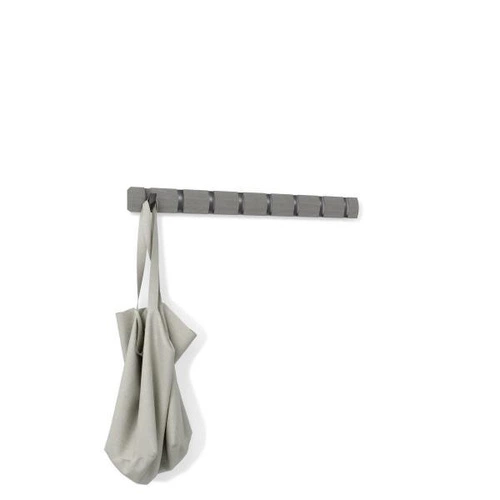 Wieszak ścienny do przedpokoju Umbra Flip szary nowoczesny z 8 uchwytami drewniany