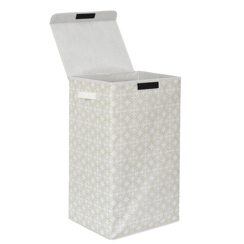 Intesi nowoczesny kosz na pranie do łazienki szary materiałowy z pokrywą i uchwytami 60x35x30 cm