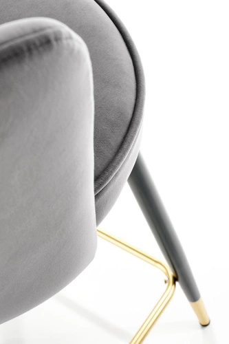 Hoker Florencja szary welurowy z oparciem na złotych nogach nowoczesny do kuchni i wyspy