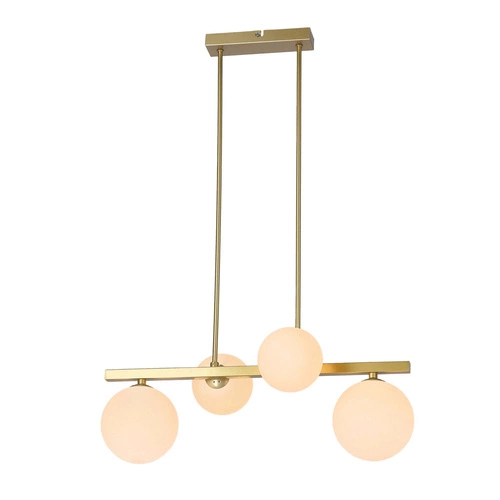 Lampa wisząca Kama biało-mosiężna 4-punktowa do salonu i jadalni nowoczesna