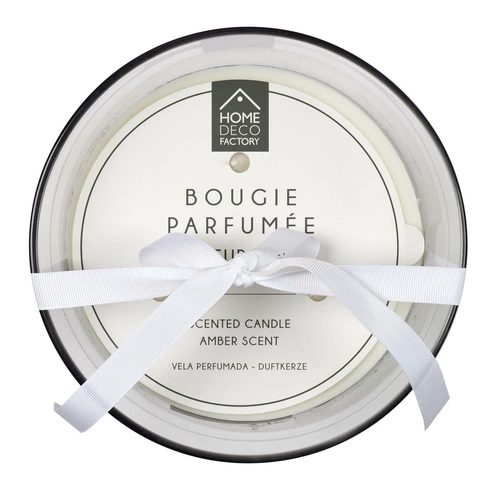 Świeca zapachowa bursztyn w szklanym szarym wazonie Intesi dekoracyjna na prezent