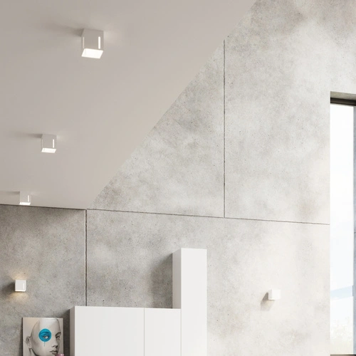 Plafon kwadratowy biały nowoczesny do salonu i kuchni PIXAR Sollux aluminium 10x10 cm