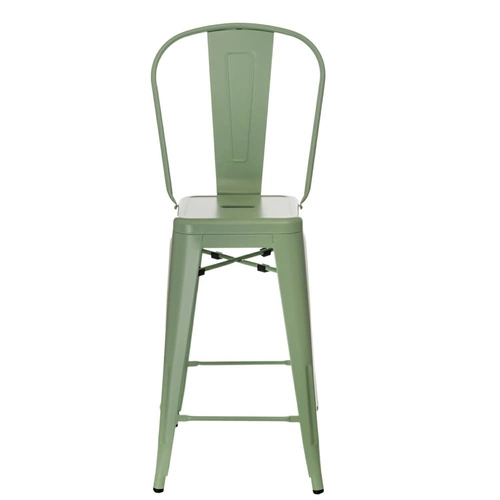 Hoker Paris Back 66 cm zielony metalowy z oparciem do kuchni i wyspy industrialny D2.DESIGN