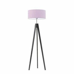 Lampa stojąca drewniana HAITI Lysne jasny fiolet abażur glamour do pokoju dziecięcego