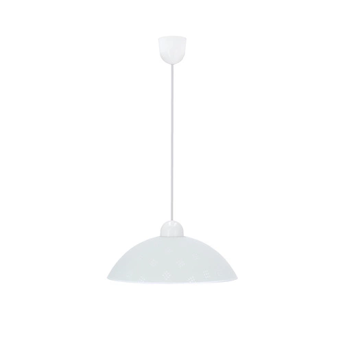 Lampa wisząca Fanusa 1x60W E27 klosz  biały z wzorem