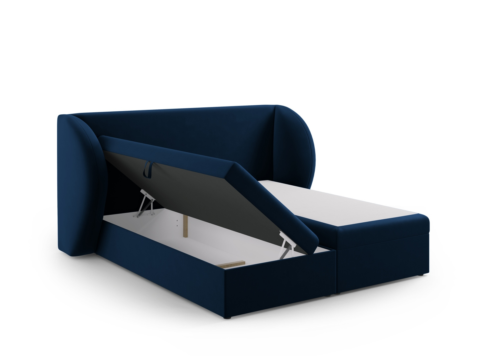 Łóżko tapicerowane Miley 140x200 niebieskie welurowe z pojemnikiem do sypialni