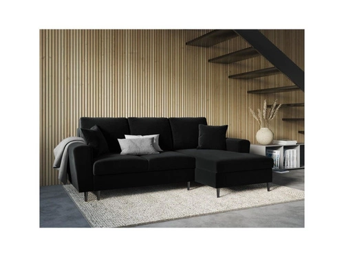 Narożnik z funkcją spania Moghan Black Velvet Prawostronna kolor nóg czarny
