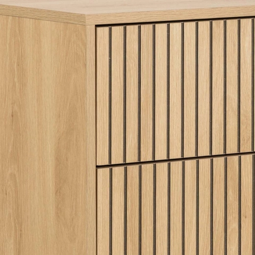 Komoda Albany 4 szuflady ryflowana dąb naturalny nowoczesna na nóżkach do salonu 80 cm