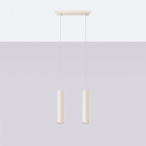 Lampa wisząca Lagos 2 beżowa loftowa regulowana do salonu i nad stół SOLLUX LIGHTING