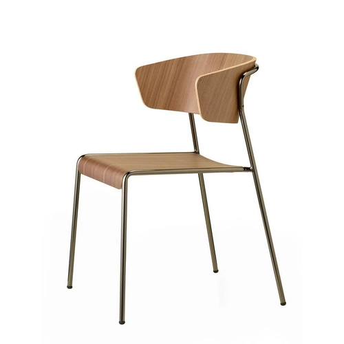 Krzesło drewniane Lisa SCAB Design do jadalni retro antracytowe orzech vintage na metalowych nogach