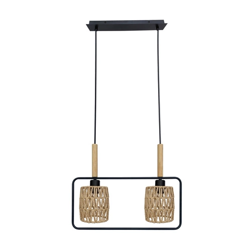 Lampa wisząca Crown czarny 2x40W E27  abażur beżowy