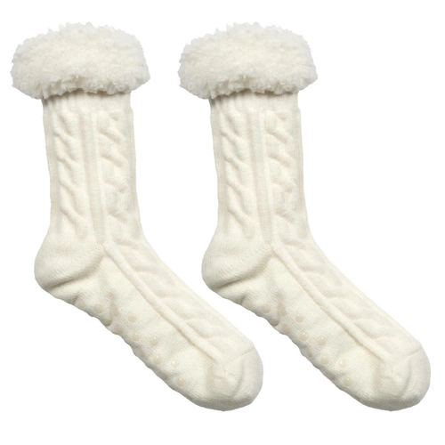 Skarpetki antypoślizgowe Sherpa Intesi beżowe z tłoczonym wzorem do domu 39-42