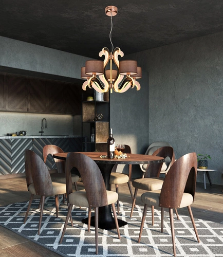 Lampa wisząca Ambrosia 3 miedziana LED z abażurem do salonu i jadalni nowoczesna 60 cm