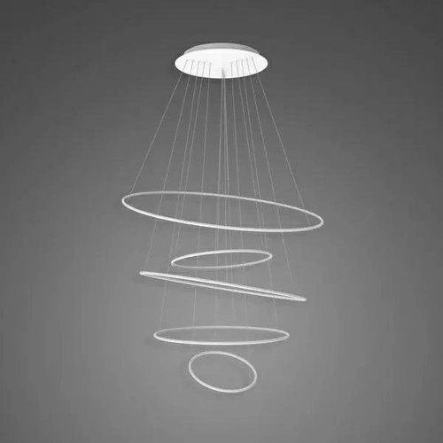 Lampa wisząca LED Ledowe Okręgi 120 cm biała nowoczesna do salonu z regulacją wysokości