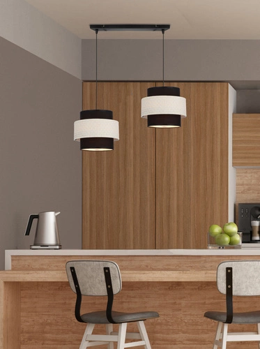 Lampa wisząca Benta czarny 2x40W E27 abażur czarny+kremowy