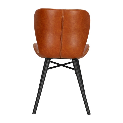 Krzesło tapicerowane Batilda ekoskóra brązowa na czarnych nogach do jadalni nowoczesne Actona