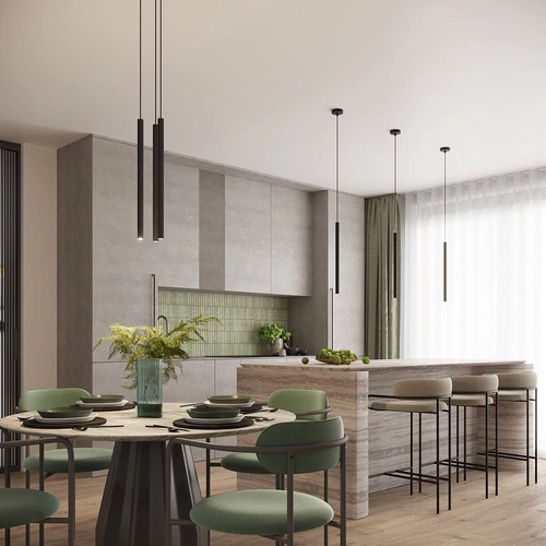 Lampa wisząca nowoczesna czarna ARCHE 1 regulowana do salonu kuchni jadalni SOLLUX