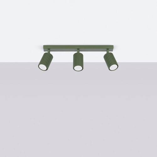 Plafon sufitowy KARBON 3L zielony oliwkowy do salonu nowoczesny aluminium ruchomy klosz