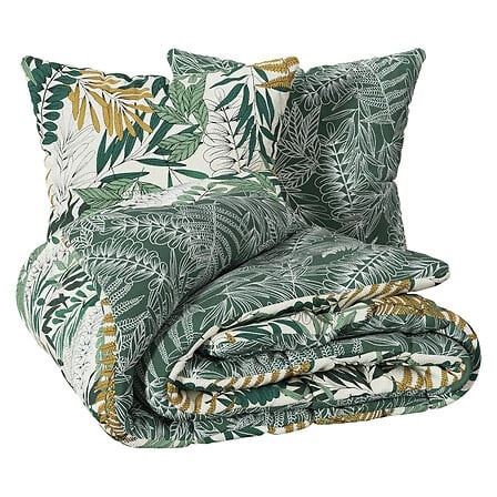 Komplet pościeli bawełnianej Tropik Atmosphera 240x220 zielony boho z poszewkami do sypialni Oeko-Tex