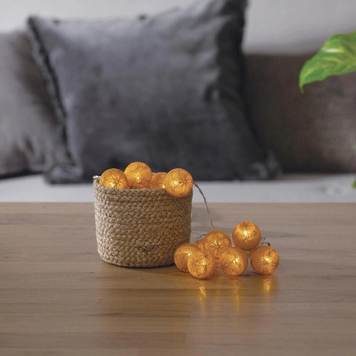Cotton balls girlanda świetlna Atmosphera żółta LED na baterie do sypialni i salonu 16 lampek