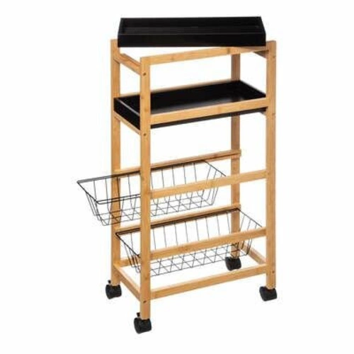 Blackwood pojemny drewniany wózek kuchenny na kółkach z półkami do kuchni nowoczesny 83cm 