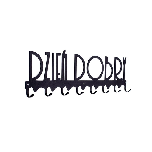 Wieszak ścienny do przedpokoju czarny metalowy Dzień dobry 02 Intesi nowoczesny 60 cm