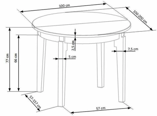 Stół okrągły rozkładany Baros 100-200 cm dąb miodowy nowoczesny do jadalni Intesi