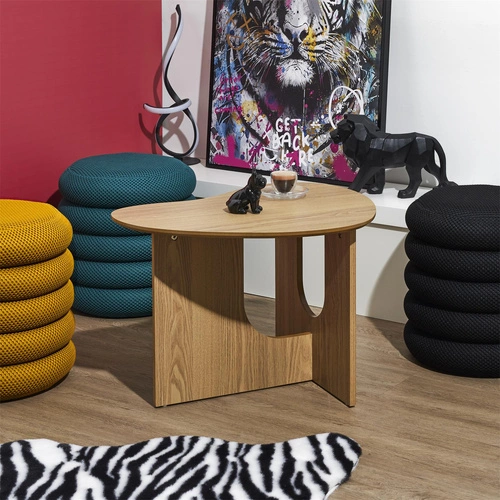 Stolik kawowy Calypso nowoczesny nieregularny dąb 60x48 cm do salonu styl skandynawski