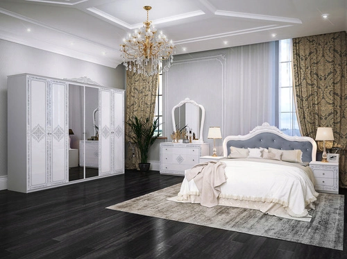 Komoda biała z szufladami Diamante 118 cm połysk glamour do salonu i sypialni Intesi