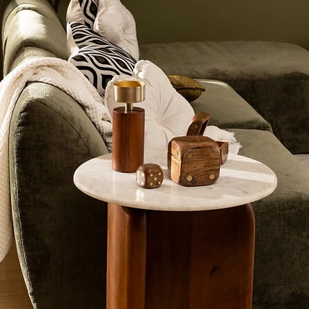 Zestaw 3 kostek dekoracyjnych Roger       drewno mango