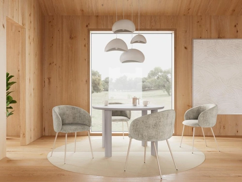 Stół okrągły Magee 120 cm szary nowoczesny do jadalni i salonu