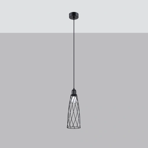 Lampa sufitowa wisząca SUBA 1 czarna industrialna nad stół do salonu SOLLUX LIGHTING