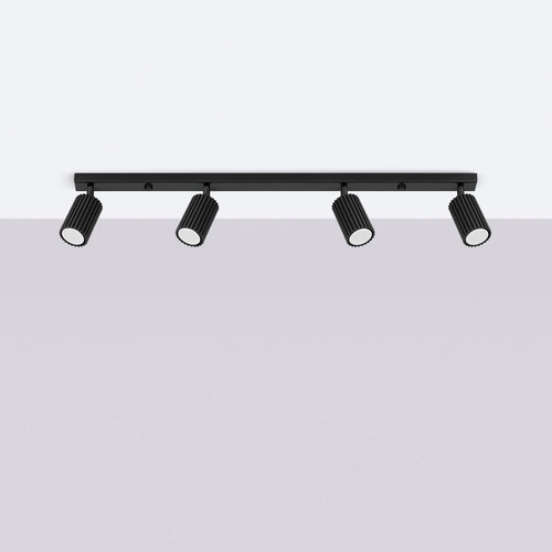 Plafon sufitowy KARBON 4L czarny nowoczesny ruchomy do salonu i sypialni aluminium