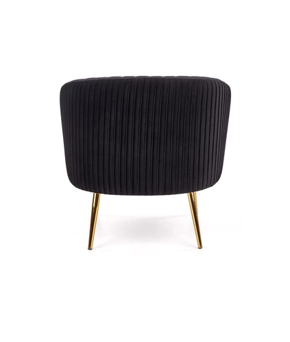 Fotel wypoczynkowy Dargo welurowy czarny glamour do salonu na złotych nogach Intesi