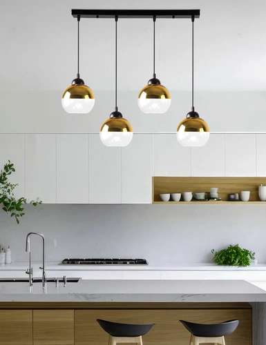 Nowoczesna lampa wisząca Contessa złota 4-punktowa do salonu i jadalni regulowana