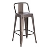 Hoker Paris Back 66 cm metalowy z oparciem industrialny srebrny do kuchni i wyspy inspirowany Tolix