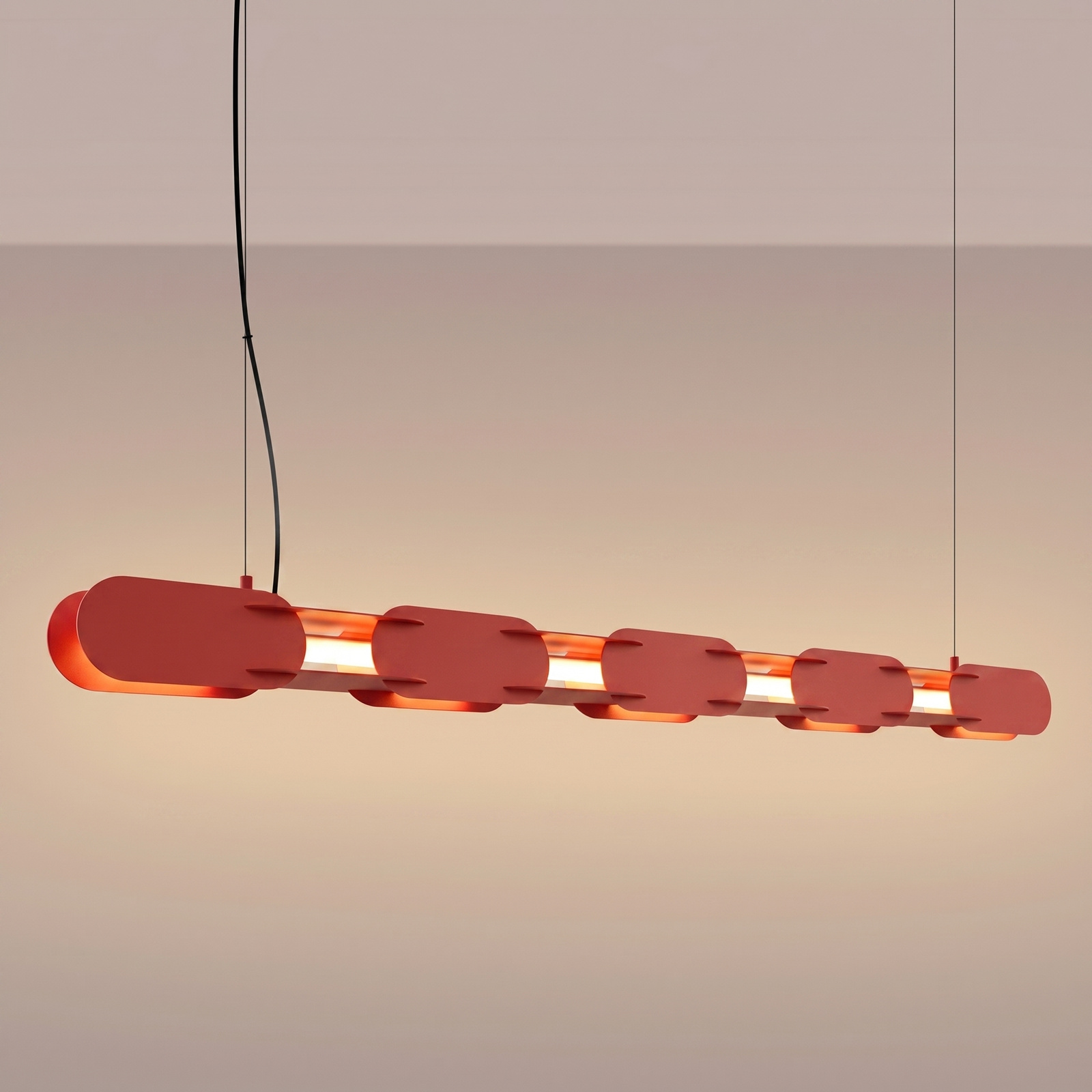 Lampa wisząca LED CHAIN 158 czerwona nowoczesna do jadalni