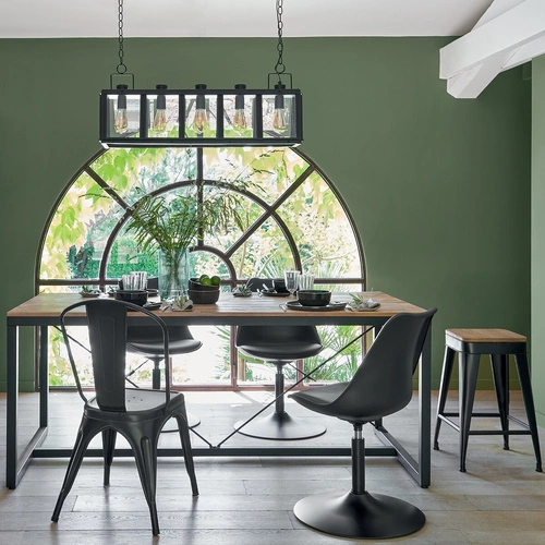 Stół do jadalni Edena 180 cm nowoczesny loftowy drewno akacjowe i czarne metalowe nogi