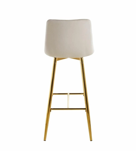 Hoker Poly High beżowy welurowy z oparciem na złotych nogach do kuchni i jadalni Intesi