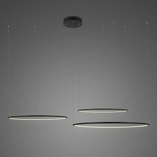 Lampa wisząca LED Ledowe Okręgi 100 cm czarna ściemnialna nowoczesna do salonu