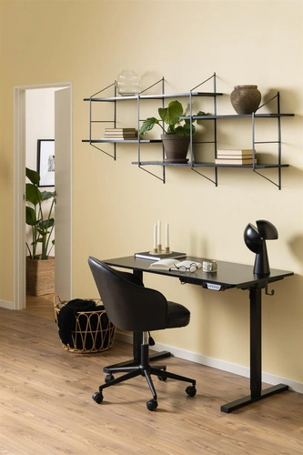 Półka na książki Belfast 2 industrialna wisząca czarna popielata 191 cm do salonu Actona