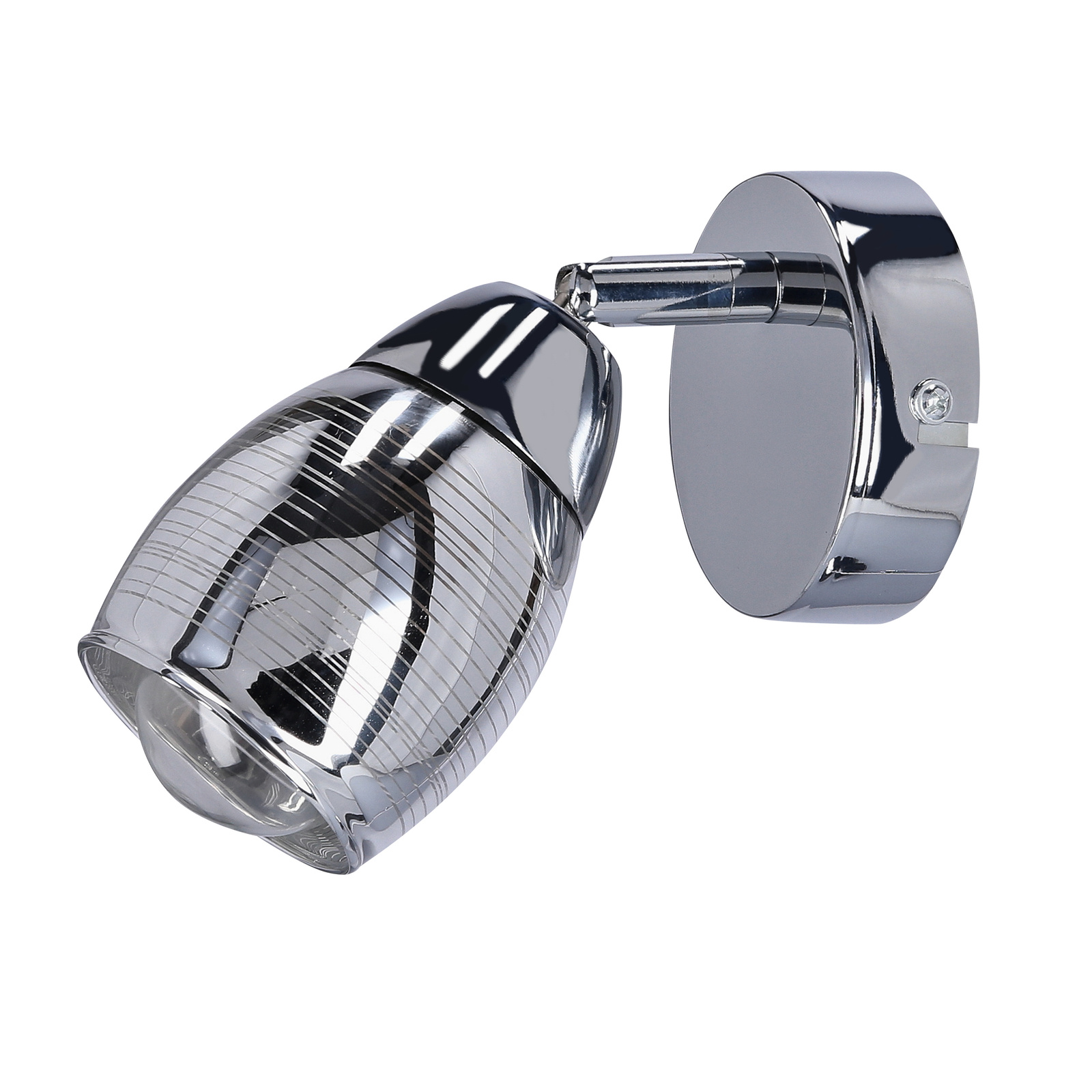 Nowoczesny kinkiet ścienny Milton chrom z ruchomym szklanym kloszem do sypialni i salonu