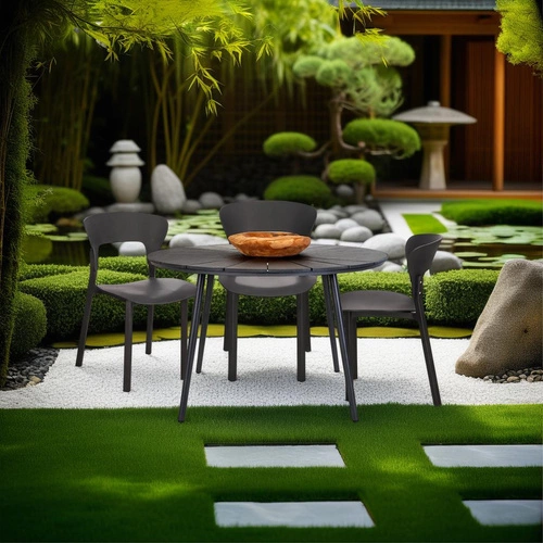 Krzesło Kabru czarne Intesi nowoczesne krzesło do jadalni i ogrodu z tworzywa łatwe w czyszczeniu