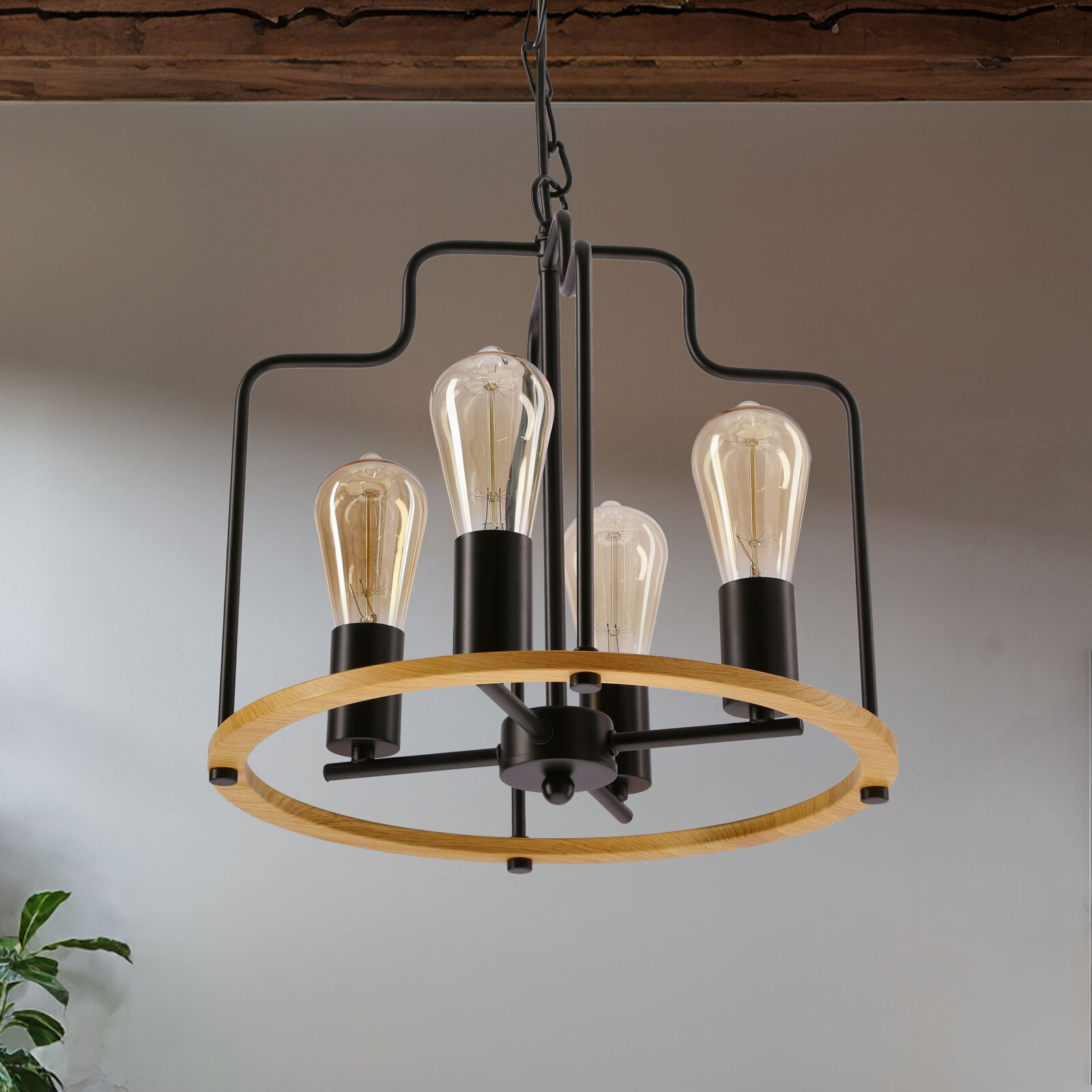 Lampa wisząca Datus czarna loftowa 4-punktowa do salonu i nad stół CANDELLUX